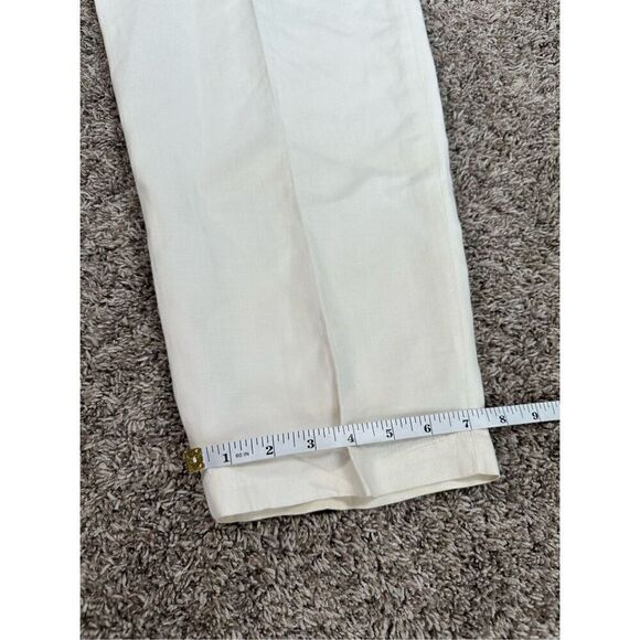 Lafayette New York 148 Linen Trouser Pant Pleated Taper Leg Women’s 16 Cream - Picture 10 of 15